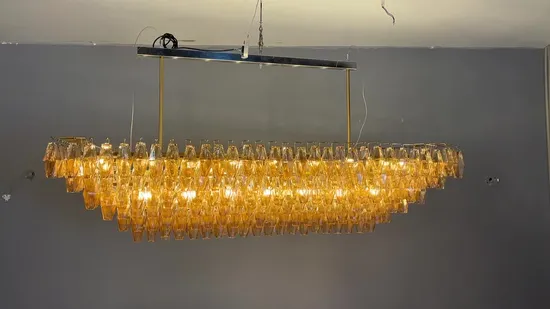 Modern Restoration Hardware Lighting Chiara Smoke Glass Tiered Rectangular Chandelier