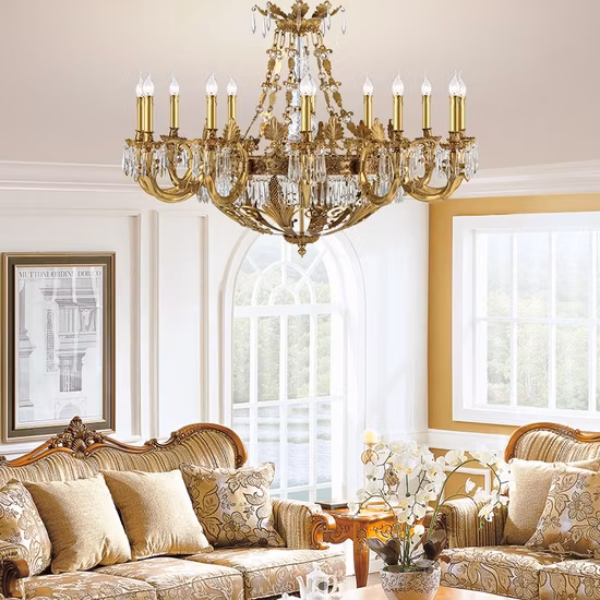 Modern American Euroueap Home Decoration Luxury Crystal Stainless Steel Brass Copper Iron Metal Hanging Pendant Lights Chandelier