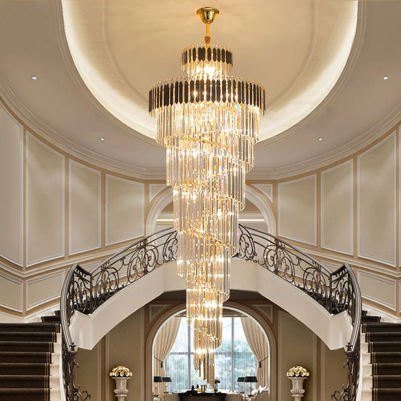 Modern Luxury Design Large Hanging Long Crystal Chandeliers Ceiling for Stairs