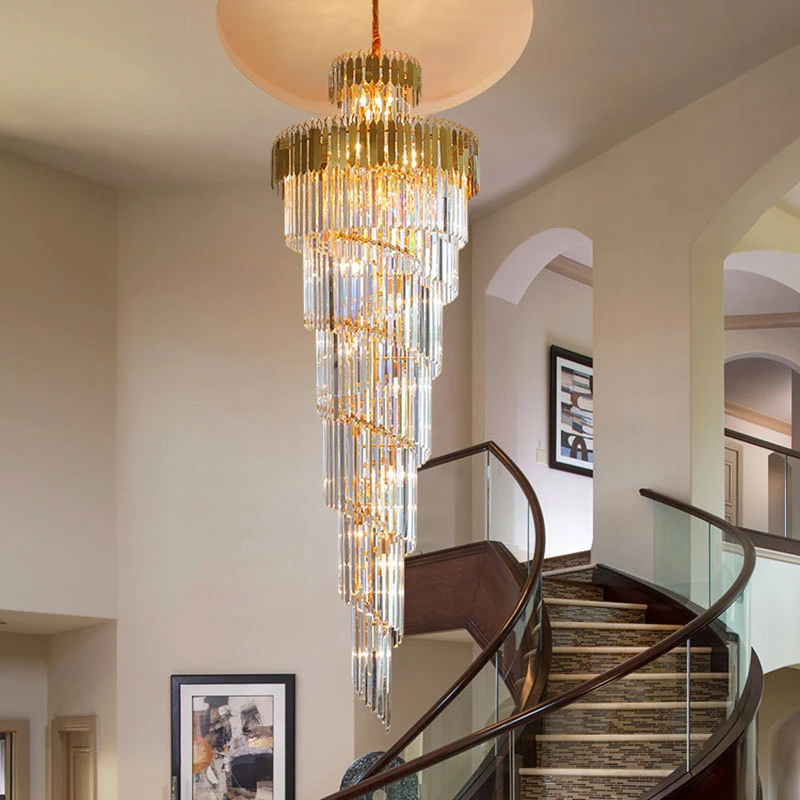 Modern Luxury Design Large Hanging Long Crystal Chandeliers Ceiling for Stairs