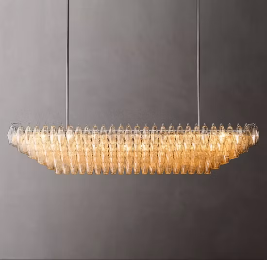 Modern Restoration Hardware Lighting Chiara Smoke Glass Tiered Rectangular Chandelier