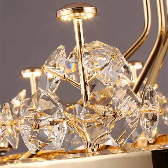 Luxuriöser Wohnzimmer-Innenraum im europäischen Stil, Hotelprojekt-Dekorationsleuchte, K9-Gold-Kristall-Kronleuchter (BL595/12+6)